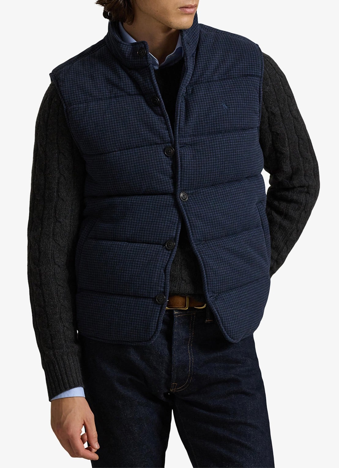 Ralph Lauren Bodywarmer met pied-de-poule dessin - detail 3 winter navy / donkerblauw