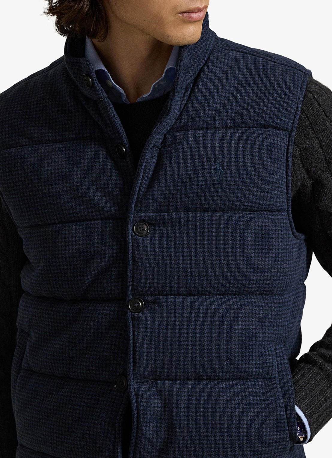 Ralph Lauren Bodywarmer met pied-de-poule dessin - detail 4 winter navy / donkerblauw