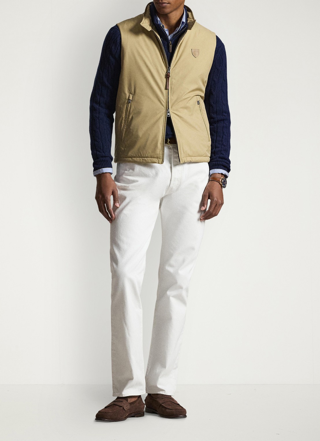 Ralph Lauren Bodywarmer met ritszakken - voorkant 2 rl khaki / khaki