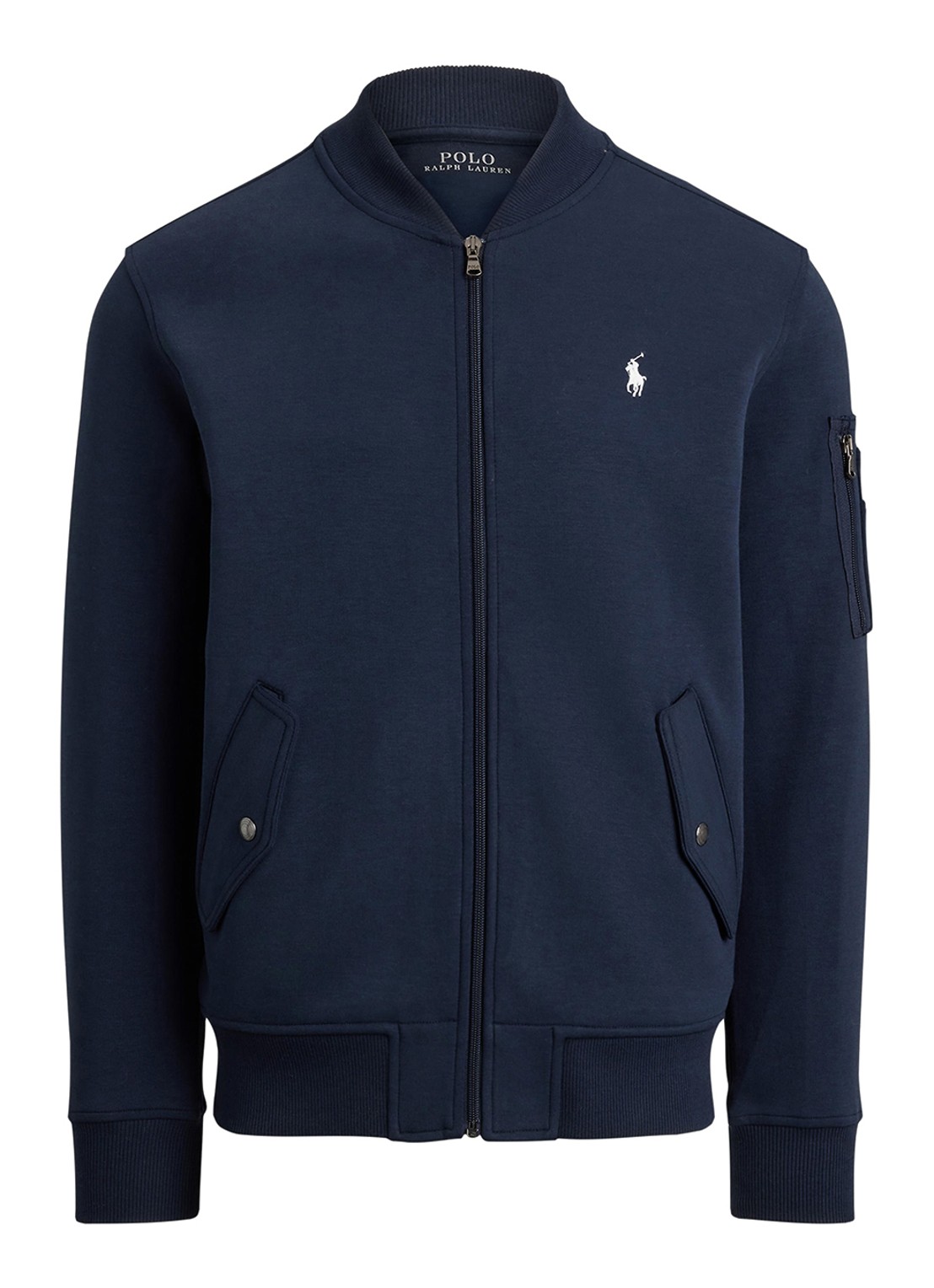 Ralph Lauren Bomberjack met klepzakken en logoborduring - voorkant 2 aviator navy / donkerblauw