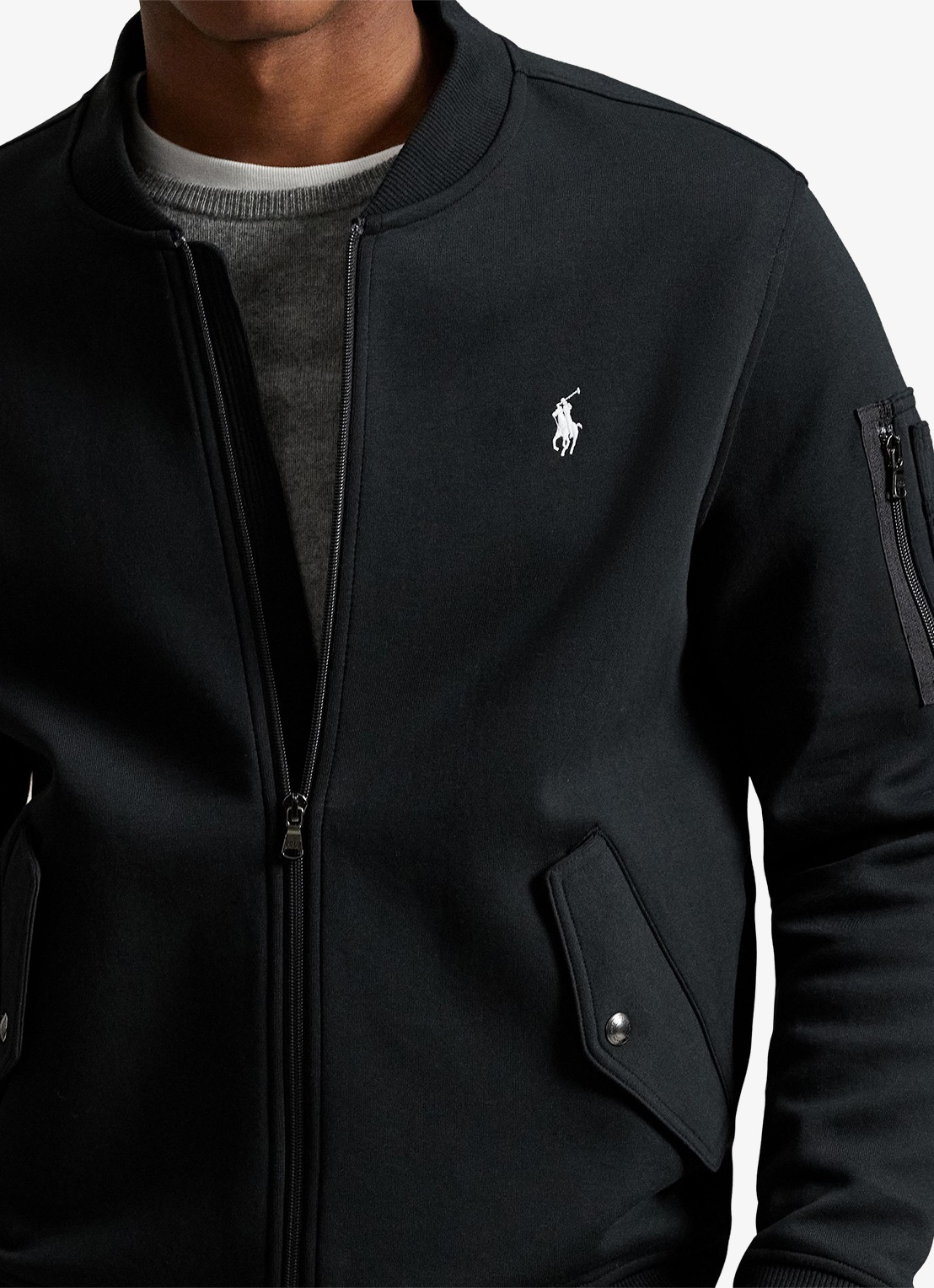 Ralph Lauren Bomberjack met klepzakken en logoborduring - detail 3 polo black / zwart