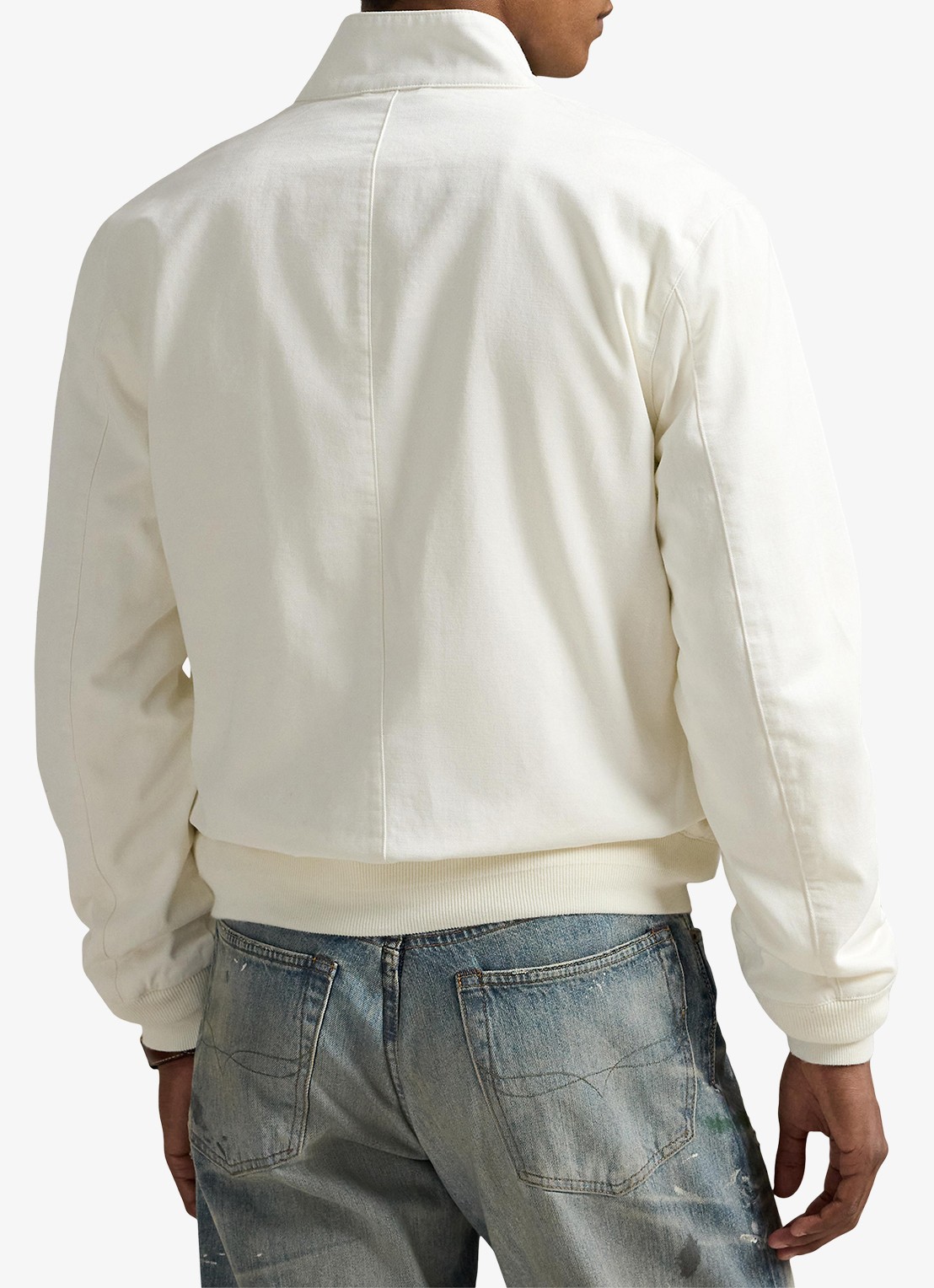 Ralph Lauren Bomberjack met logoborduring en klepzakken - achterkant deckwash white / wit