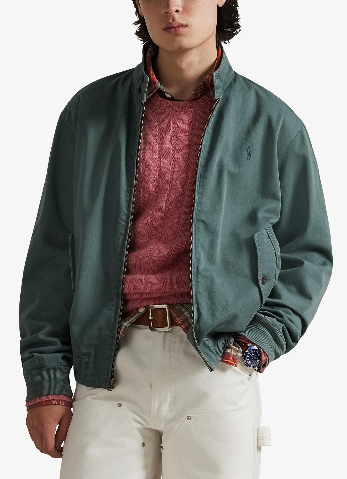 Ralph Lauren Bomberjack met logoborduring en klepzakken - detail 3 charter green / groen