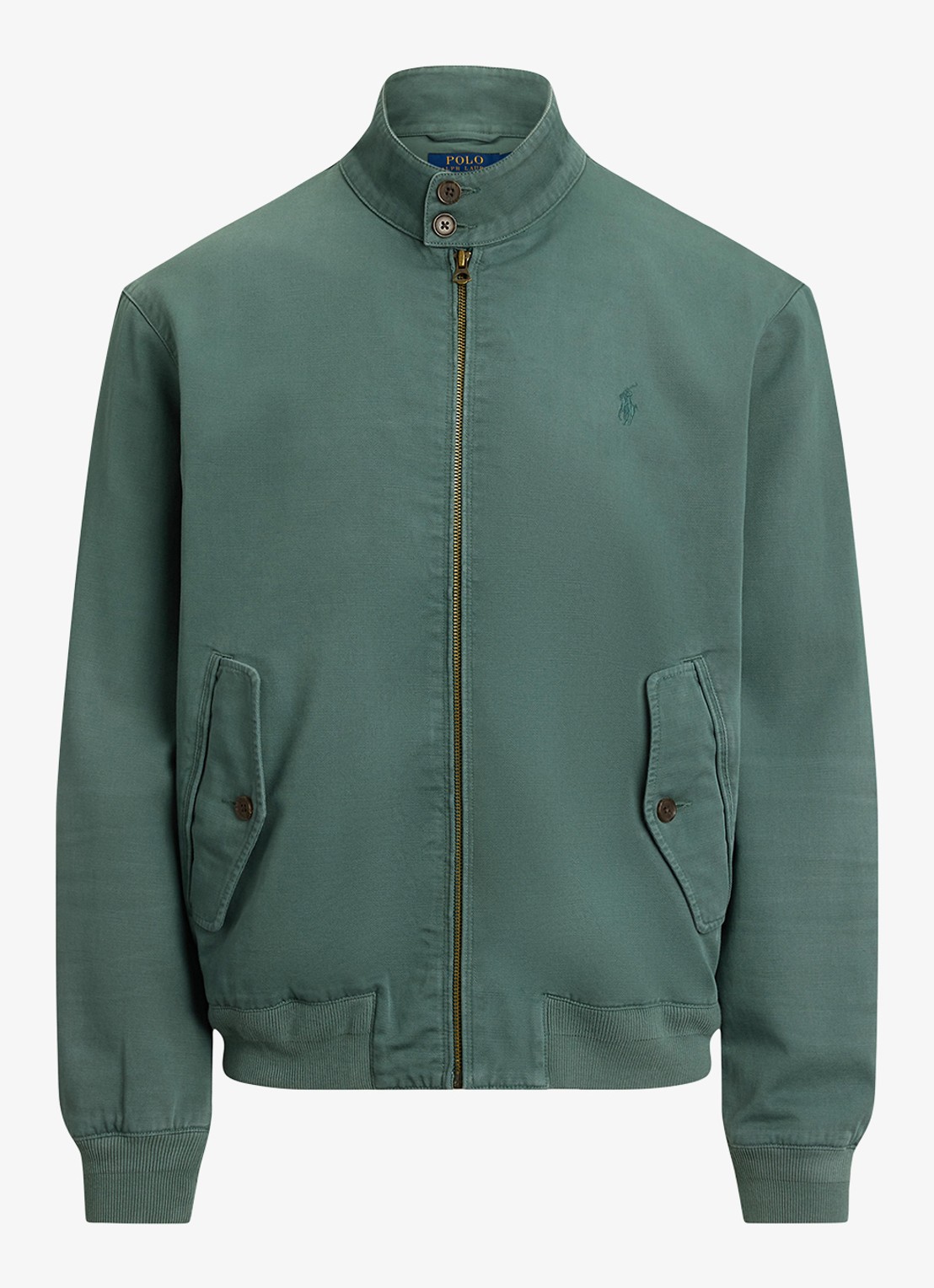 Ralph Lauren Bomberjack met logoborduring en klepzakken - voorkant charter green / groen