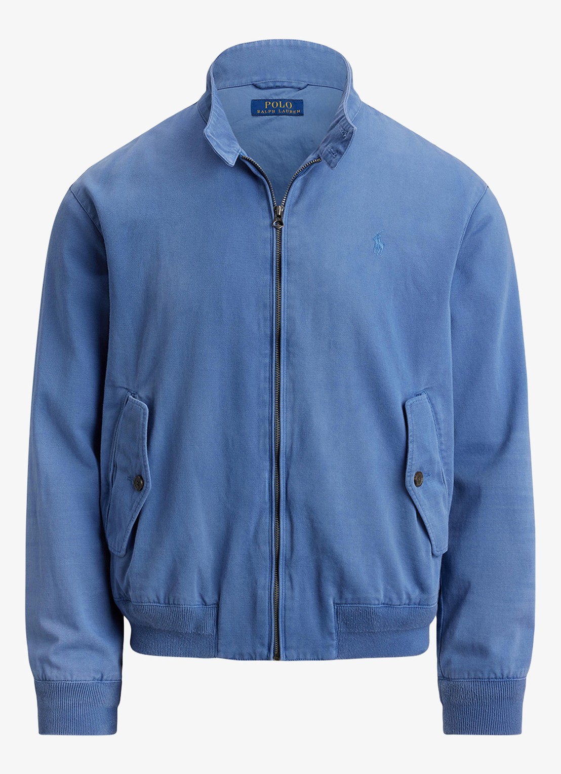 Ralph Lauren Bomberjack met logoborduring en klepzakken - voorkant delta blue / blauw