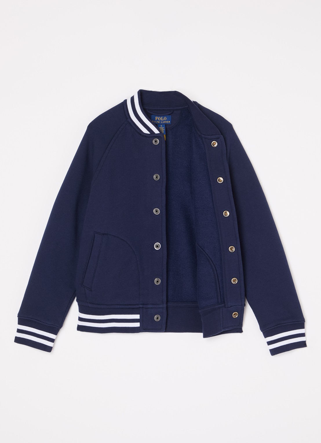 Ralph Lauren Bomberjack met logoborduring - voorkant 3 donkerblauw