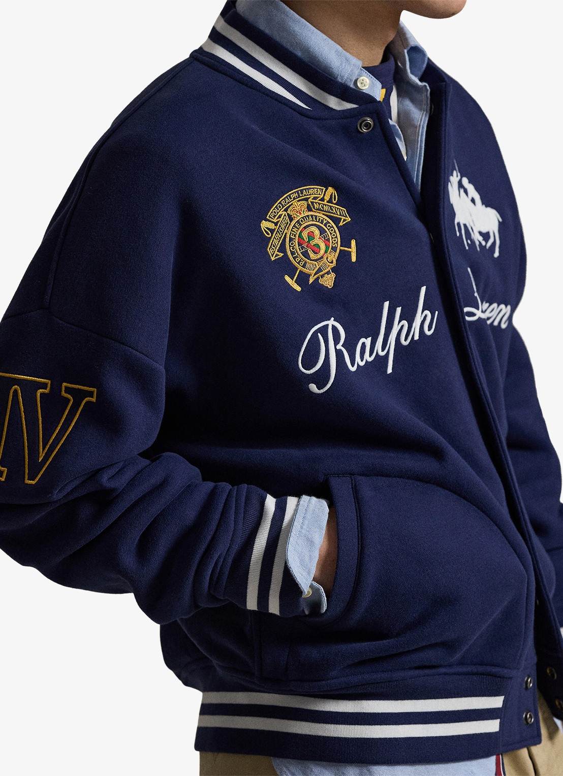 Ralph Lauren Bomberjack met logoborduring - detail 4 newport navy