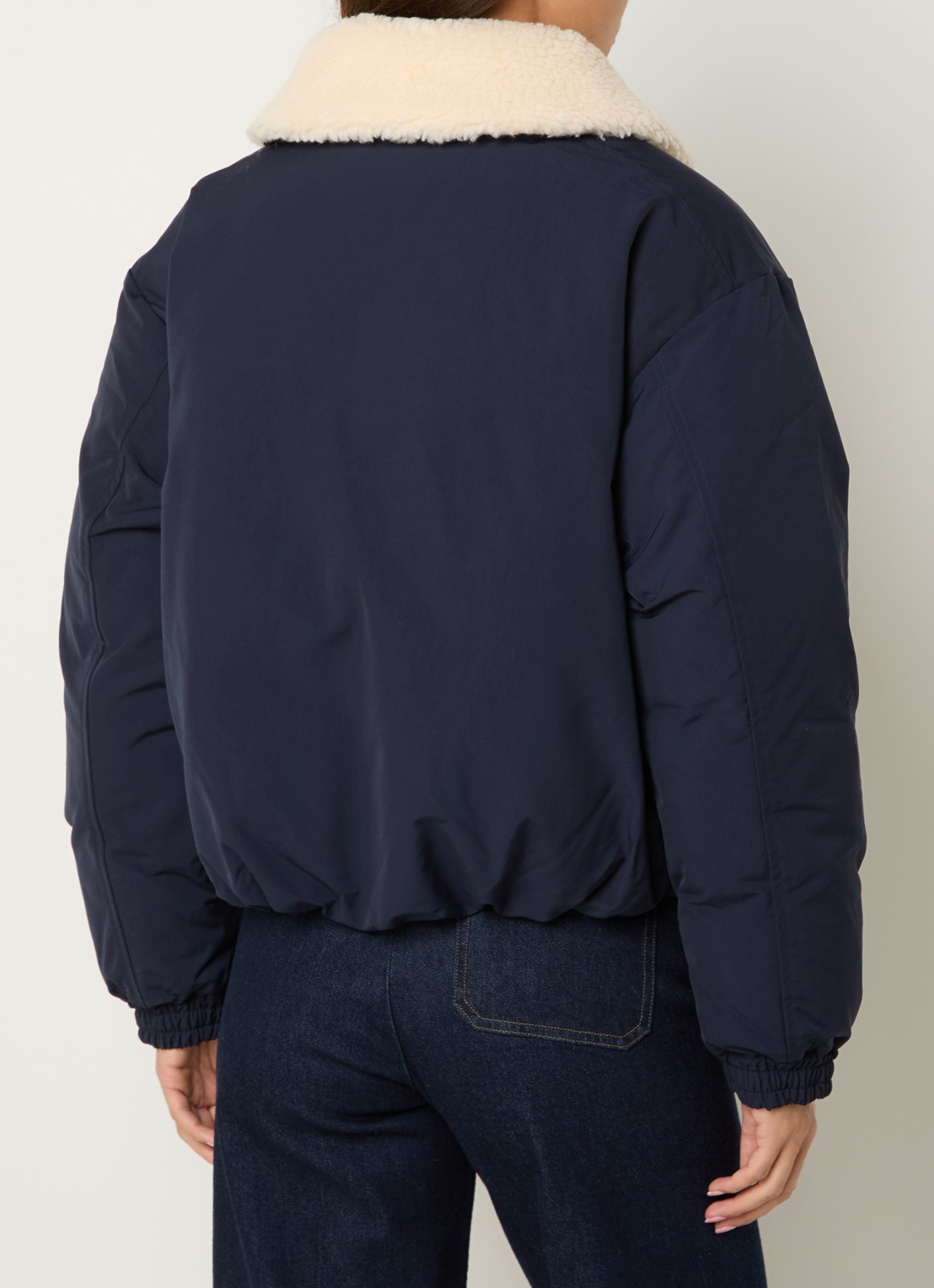 Ralph Lauren Bomberjack met steekzakken en logoborduring  - achterkant donkerblauw