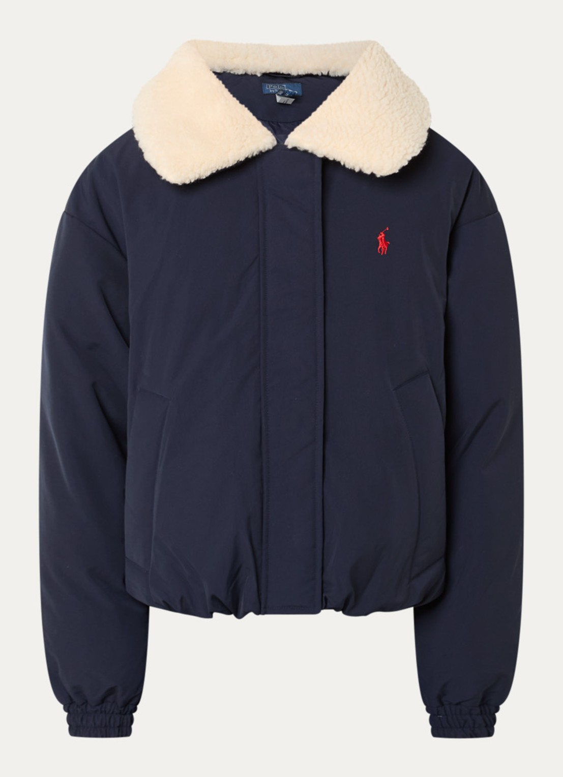 Ralph Lauren Bomberjack met steekzakken en logoborduring  - voorkant 2 donkerblauw
