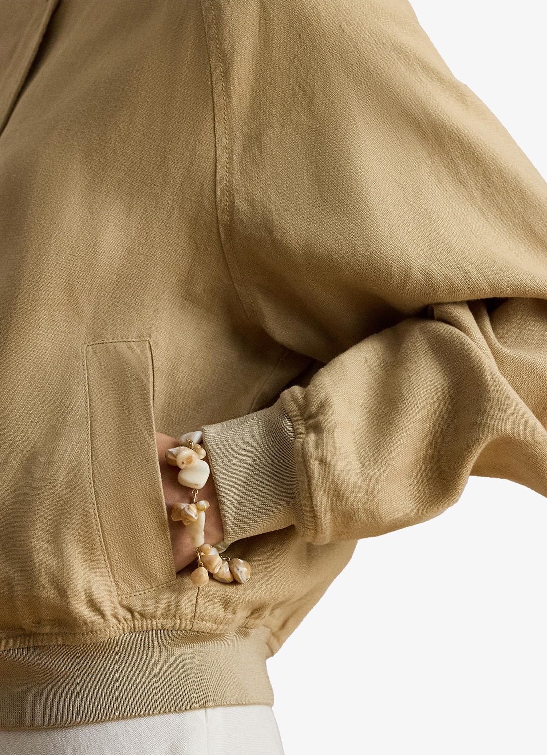 Ralph Lauren Bomberjack van linnen met steekzakken - detail 4 birch tan / beige