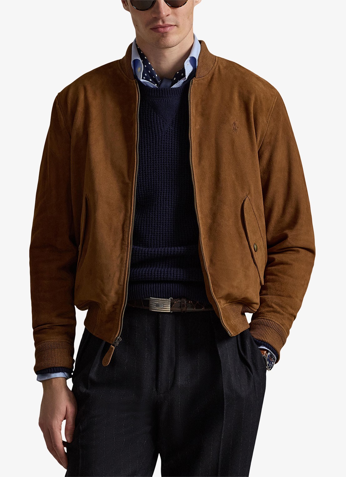 Ralph Lauren Bomberjack van suède met klepzakken - detail 4 country brown-2ye7 / bruin
