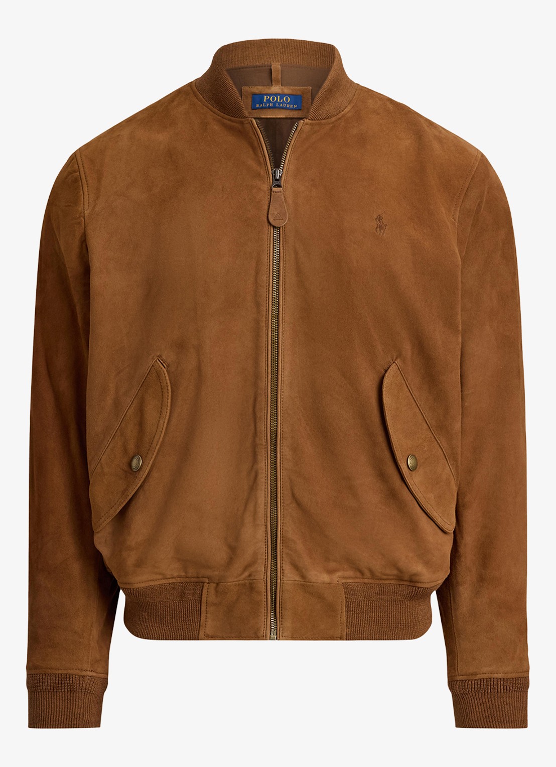 Ralph Lauren Bomberjack van suède met klepzakken - voorkant country brown-2ye7 / bruin