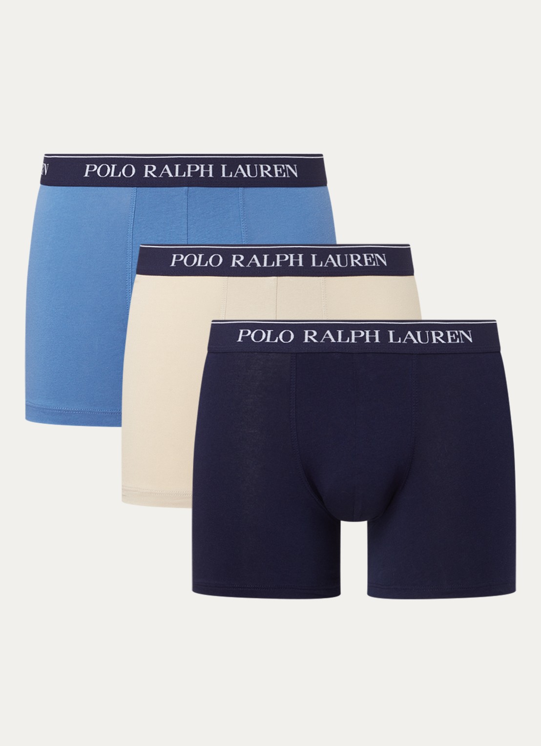 Ralph Lauren Boxershorts met logoband in 3-pack - voorkant 2 donkerblauw