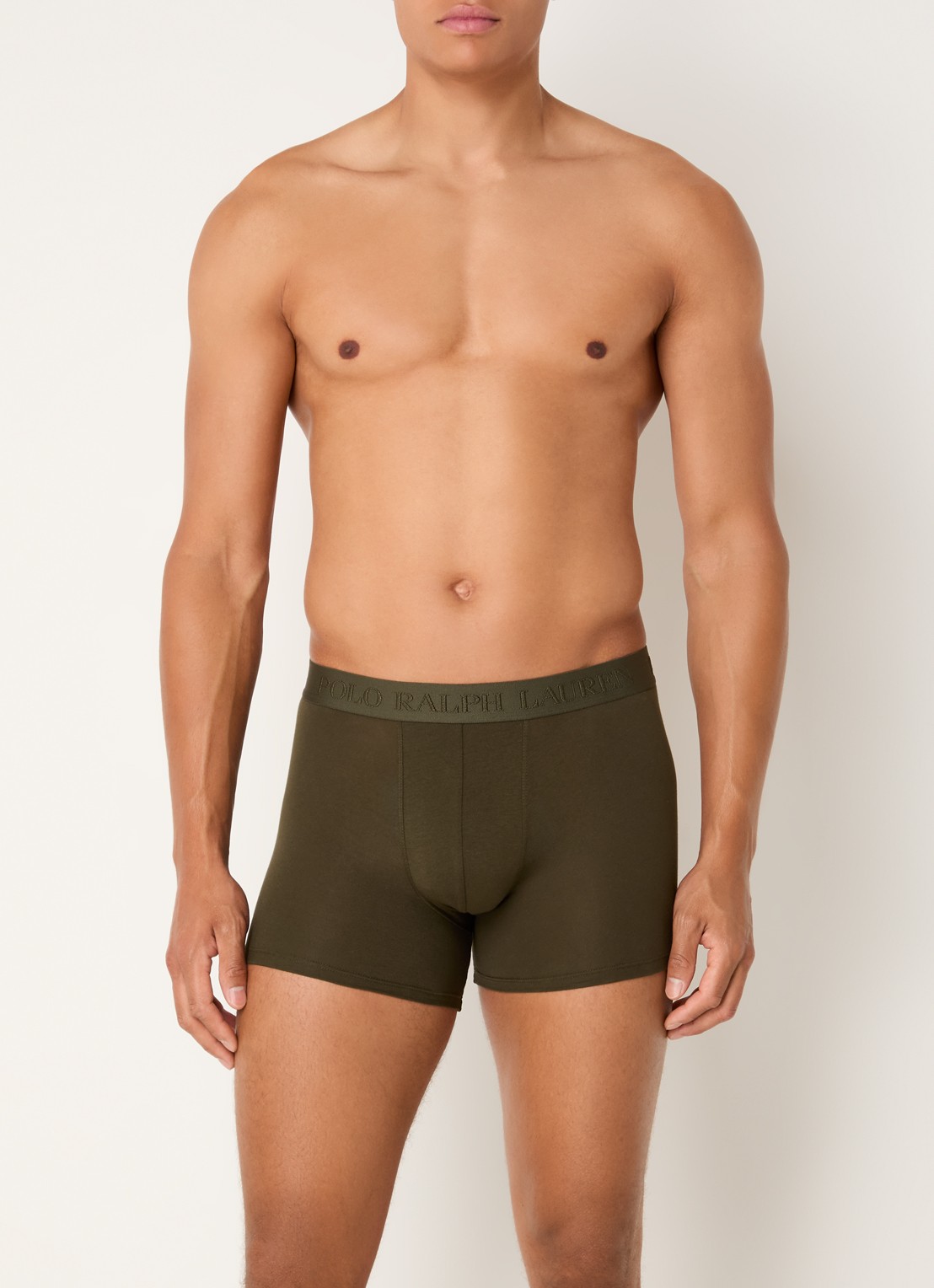 Ralph Lauren Boxershorts met logoband in 3-pack - voorkant legergroen