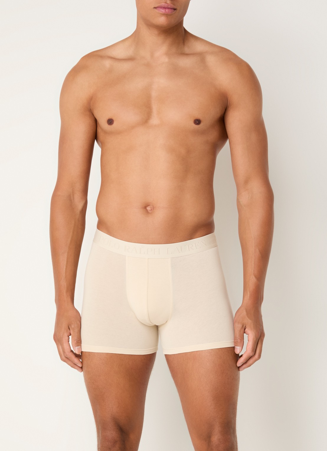 Ralph Lauren Boxershorts met logoband in 3-pack - voorkant beige