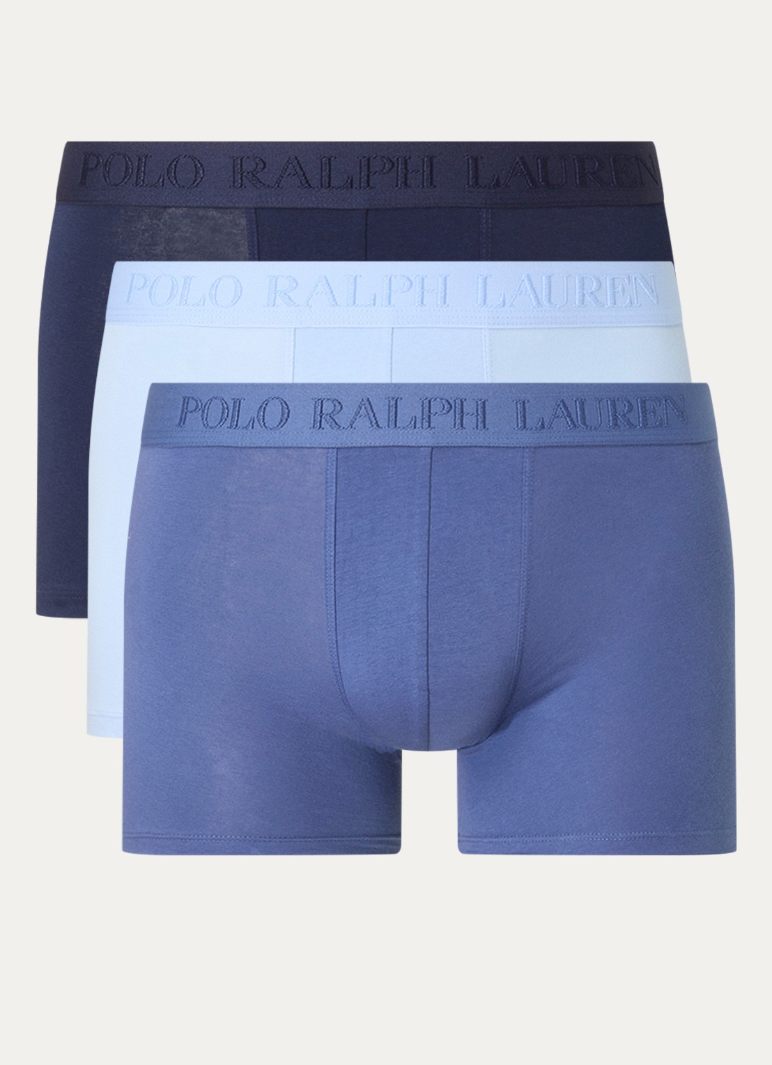 Ralph Lauren Boxershorts met logoband in 3-pack - voorkant 2 blauw