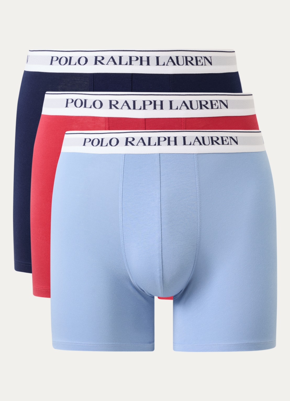 Ralph Lauren Boxershorts met logoband in 3-pack - voorkant donkerblauw
