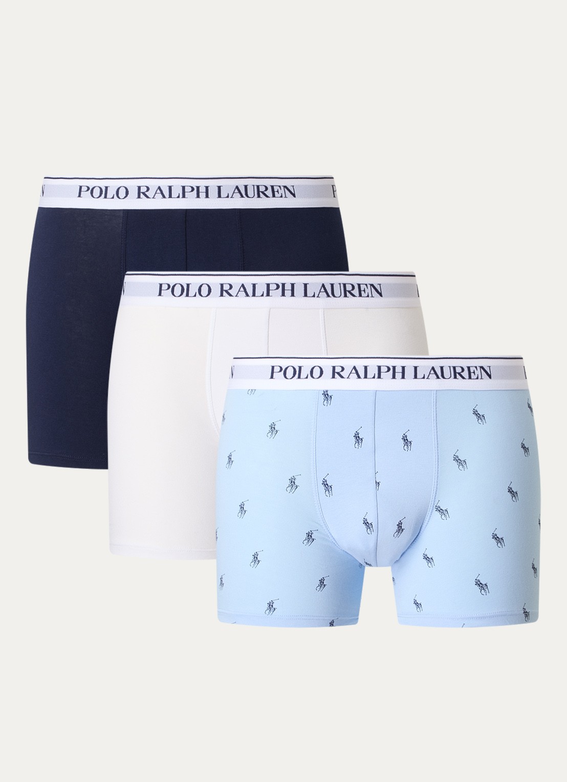 Ralph Lauren Boxershorts met logoband in 3-pack - voorkant 2 lichtblauw