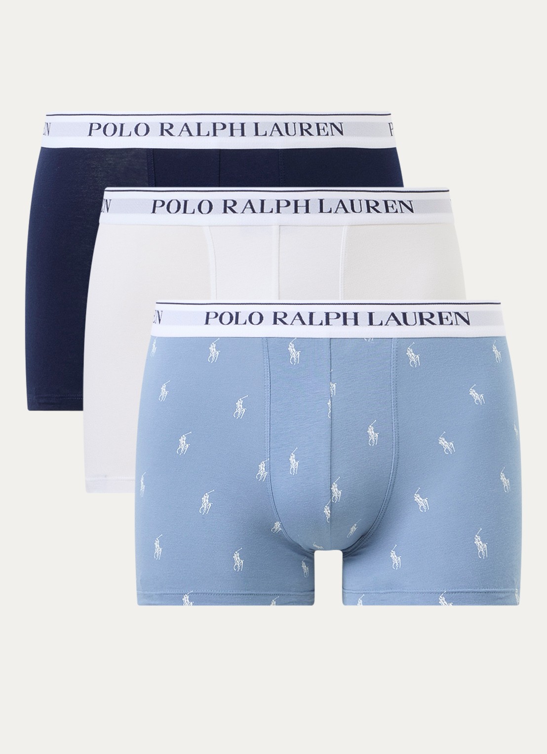 Ralph Lauren Boxershorts met logoband in 3-pack - voorkant 3 blauw