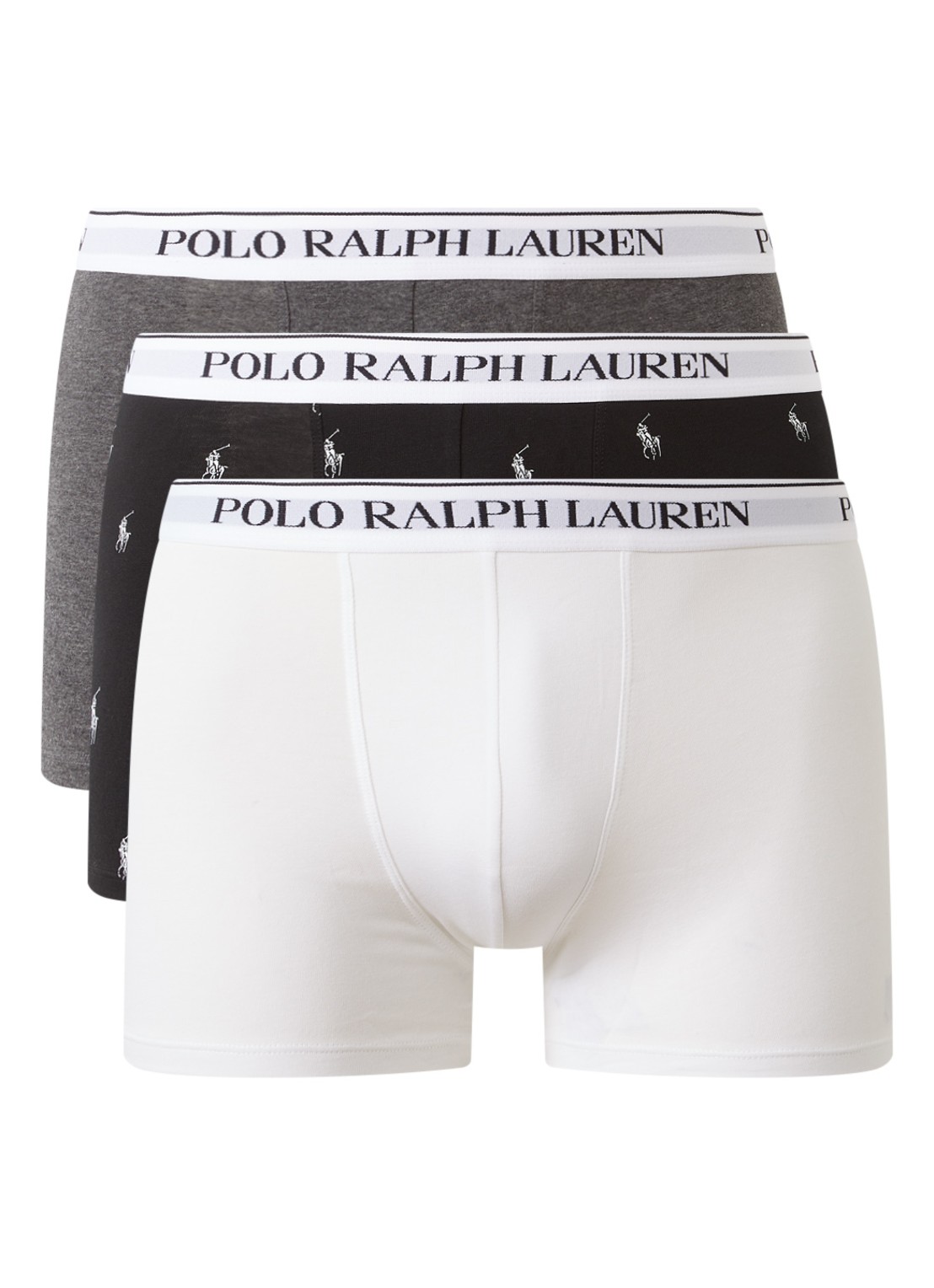 Ralph Lauren Boxershorts met logoband in 3-pack - voorkant 3 wit