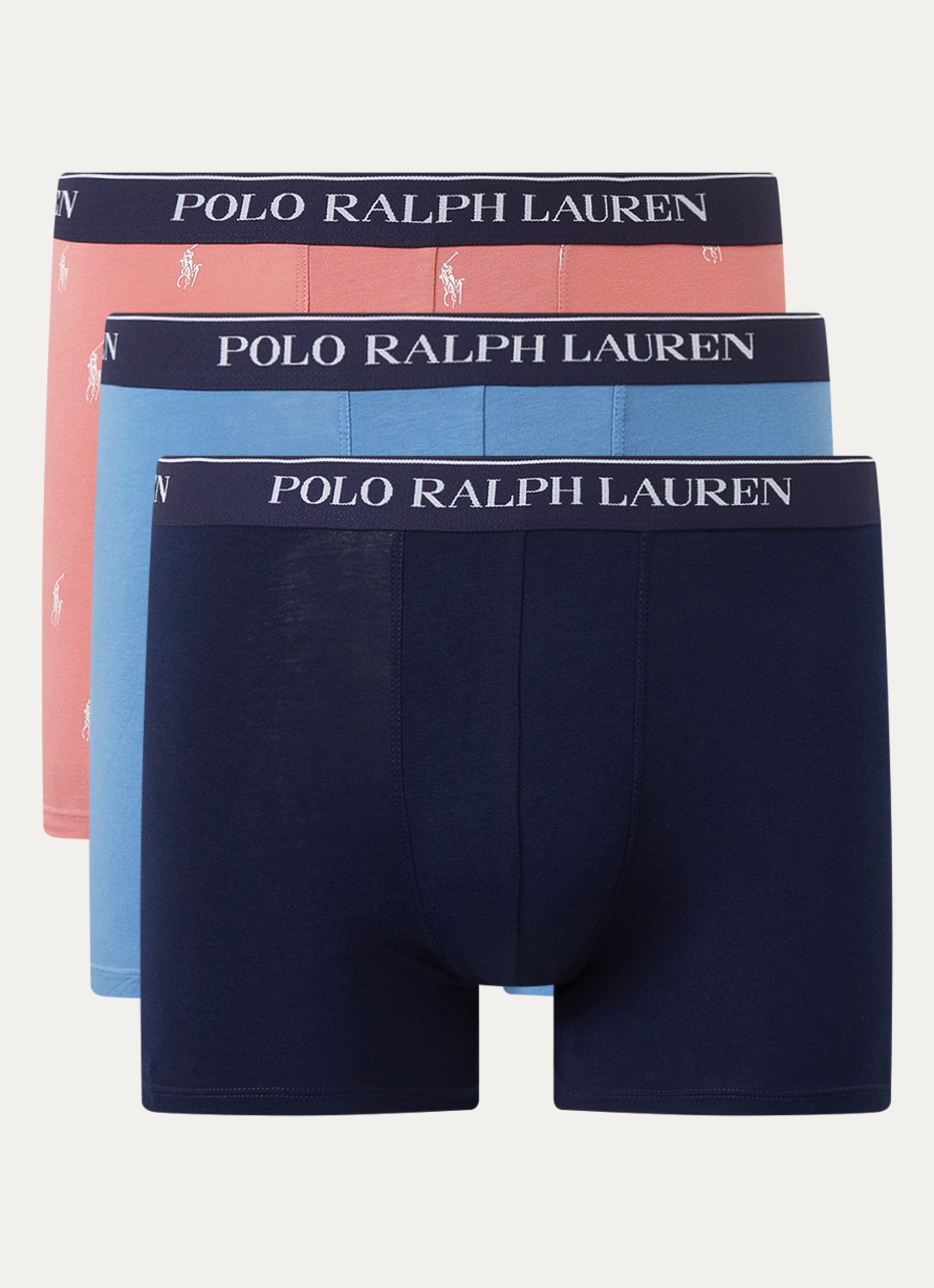 Ralph Lauren Boxershorts met logoband in 3-pack - voorkant donkerblauw