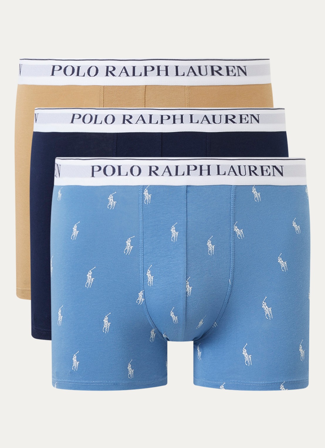 Ralph Lauren Boxershorts met logoband in 3-pack - voorkant 3 blauw