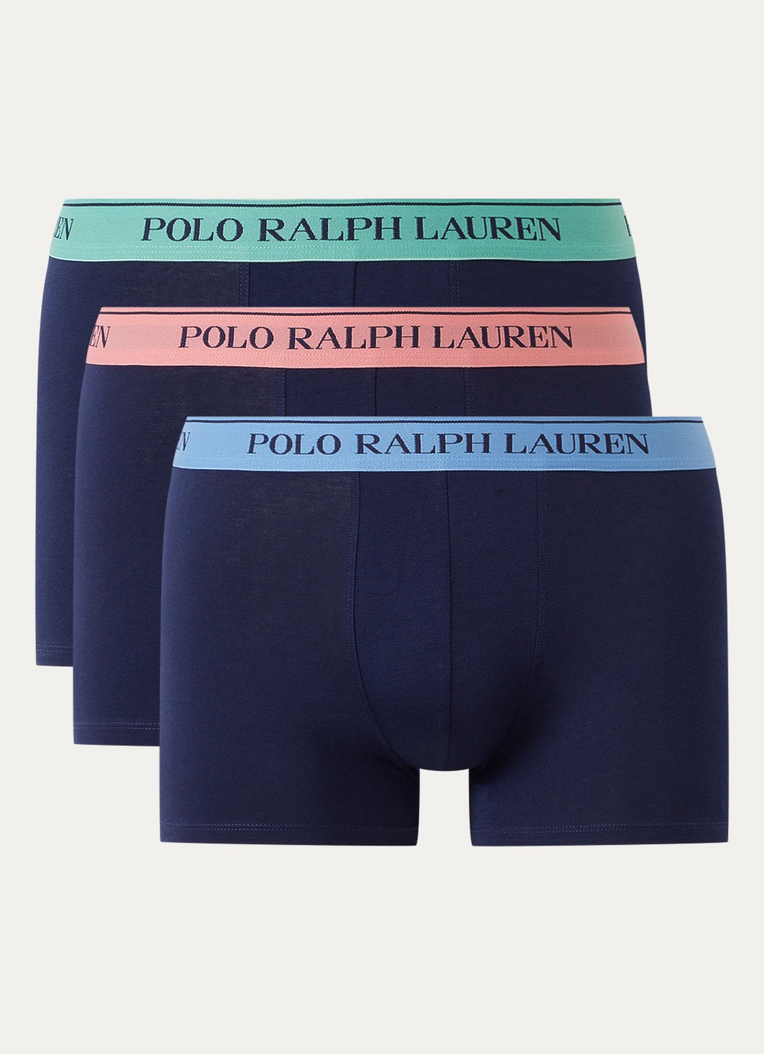 Ralph Lauren Boxershorts met logoband in 3-pack - voorkant 3 donkerblauw