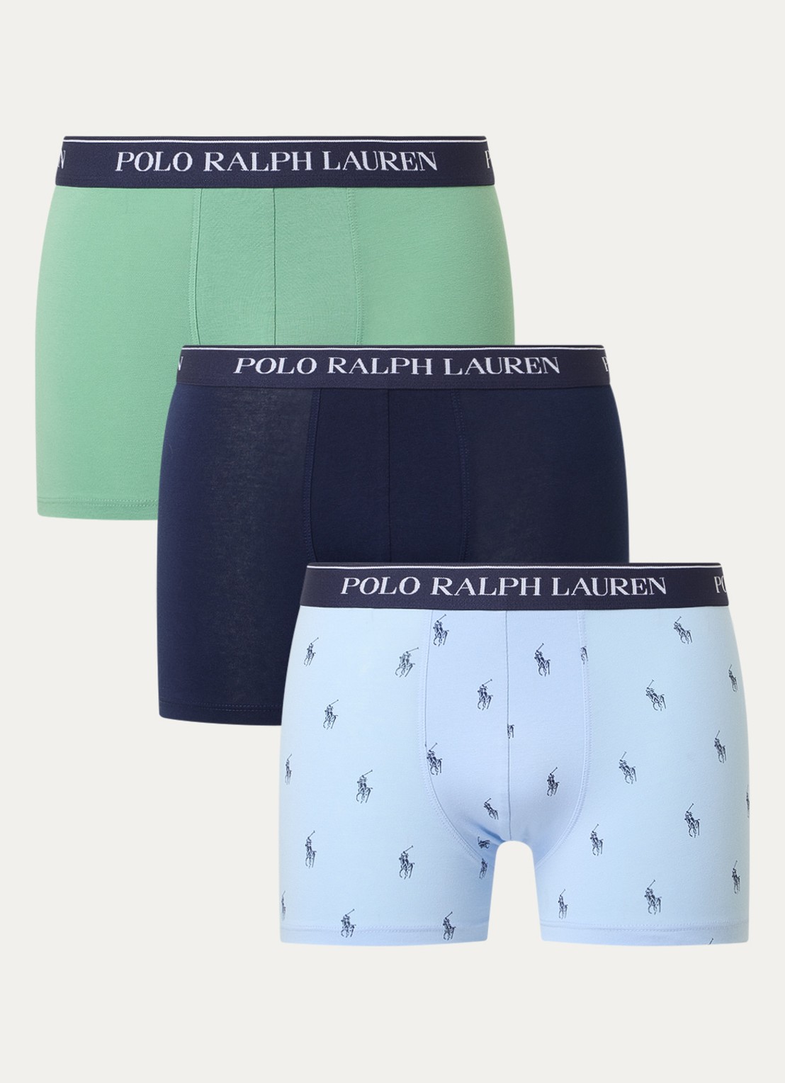 Ralph Lauren Boxershorts met logoband in 3-pack - voorkant 2 donkerblauw