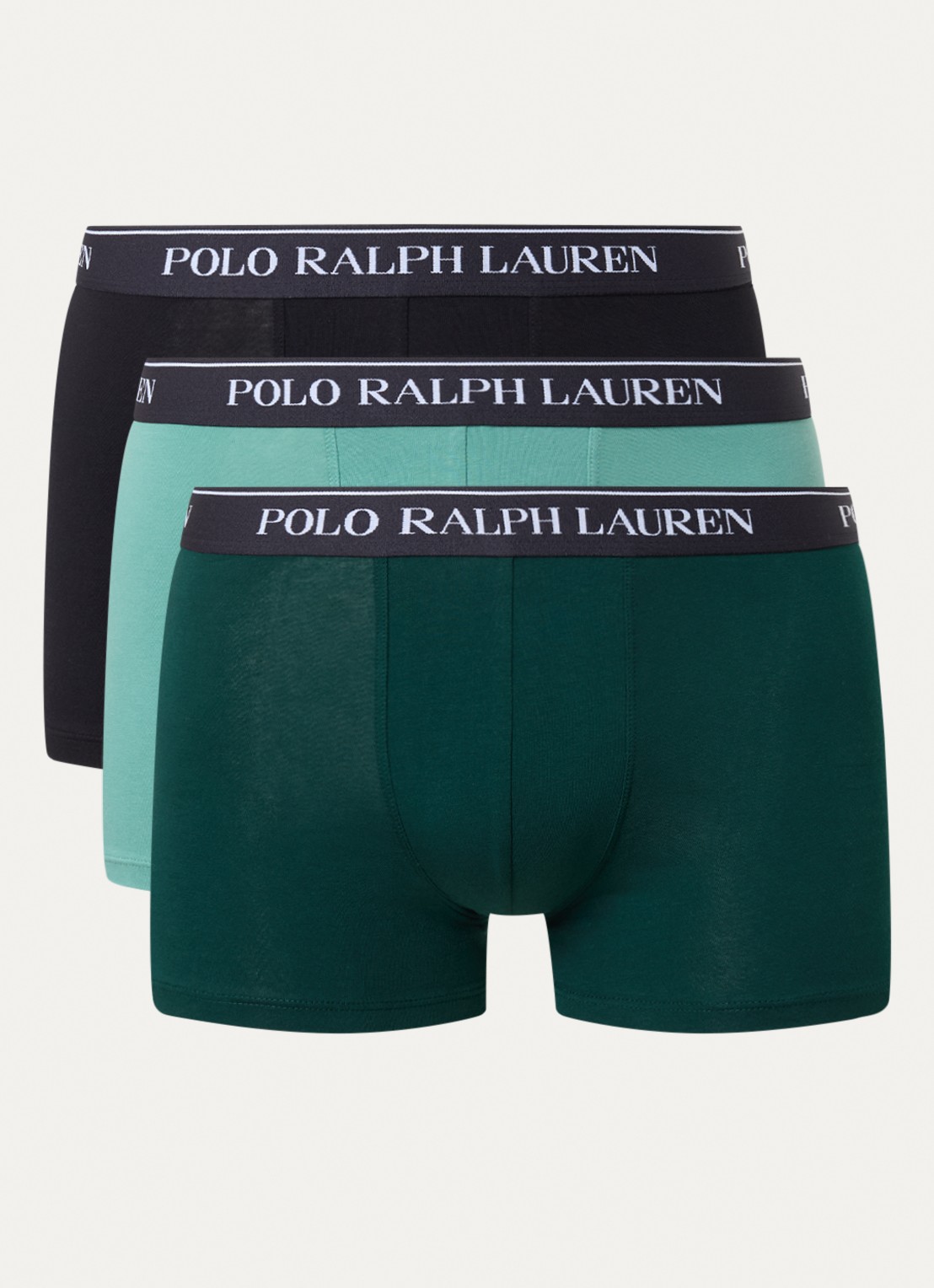 Ralph Lauren Boxershorts met logoband in 3-pack - voorkant 3 mosgroen