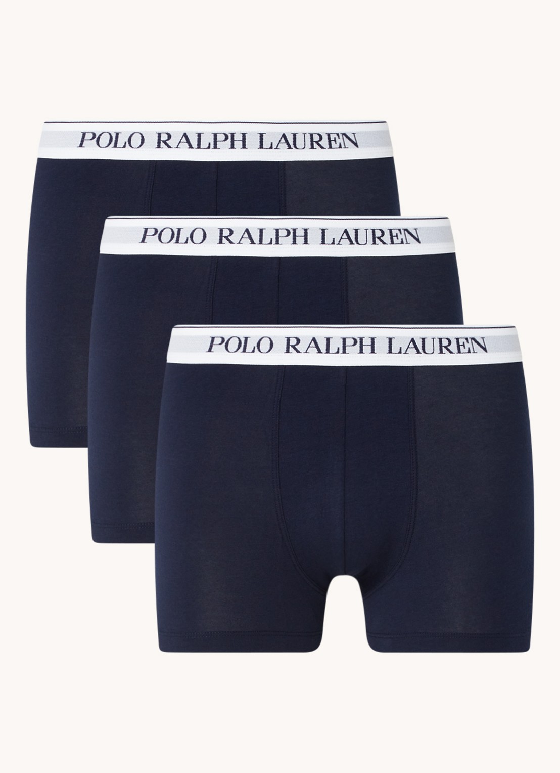 Ralph Lauren Boxershorts met logoband in 3-pack - voorkant 4 donkerblauw