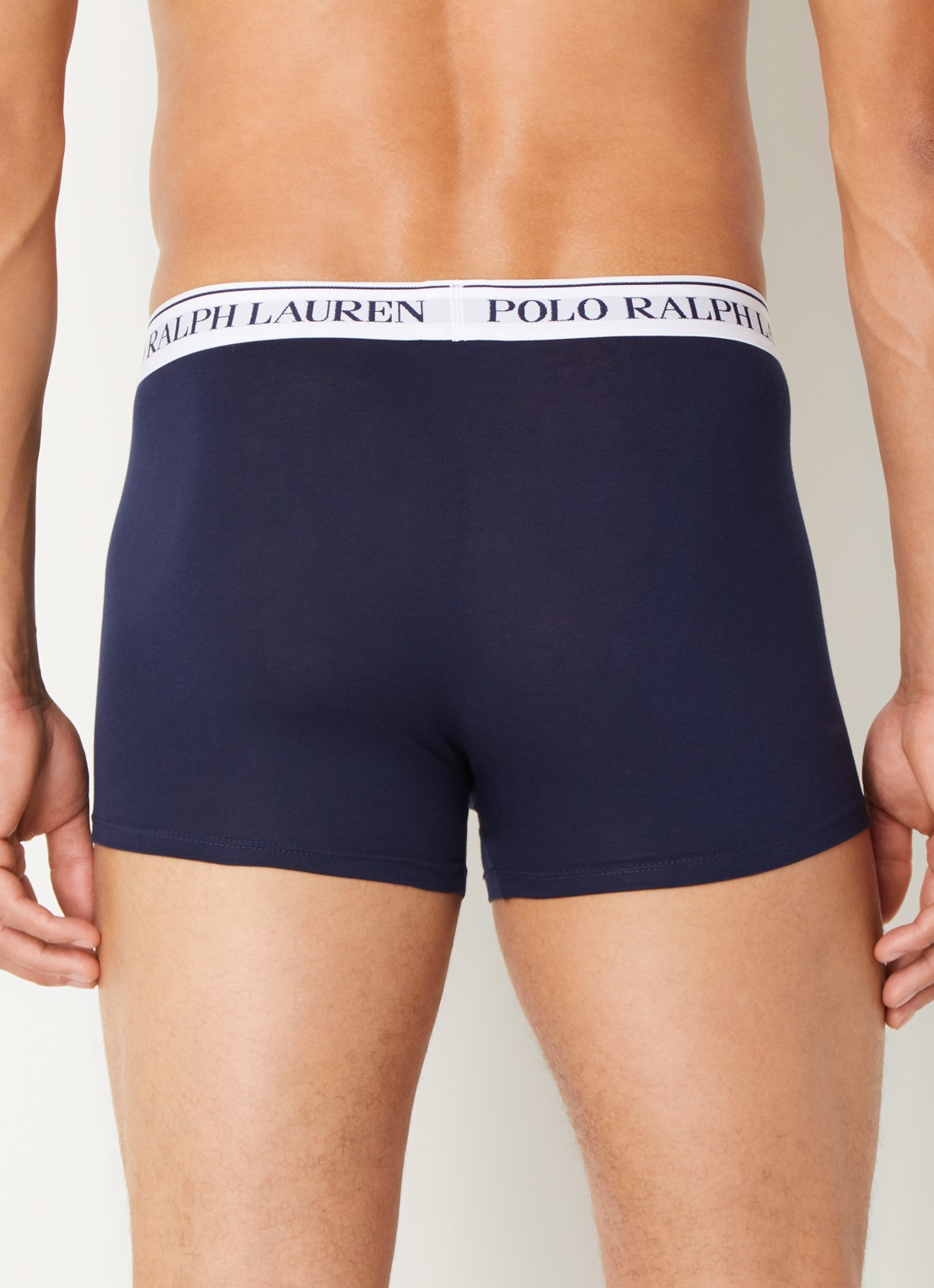 Ralph Lauren Boxershorts met logoband in 3-pack - achterkant staalblauw