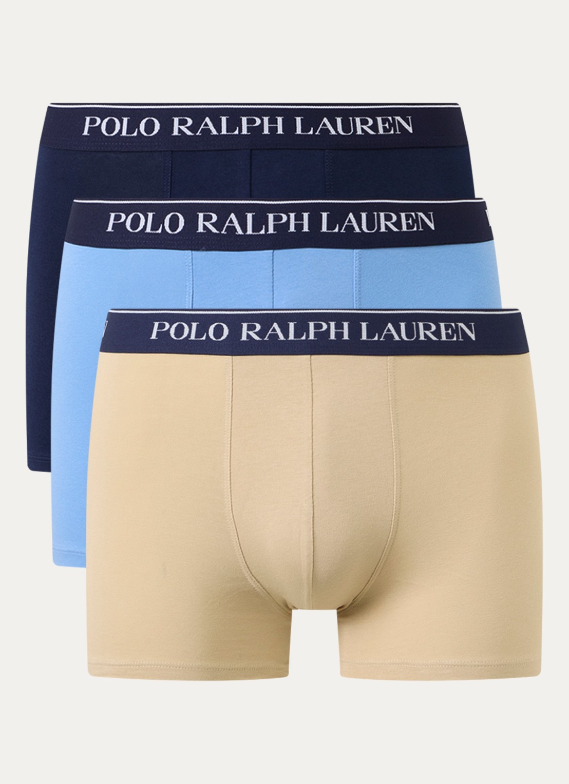Ralph Lauren Boxershorts met logoband in 3-pack - voorkant 2 beige