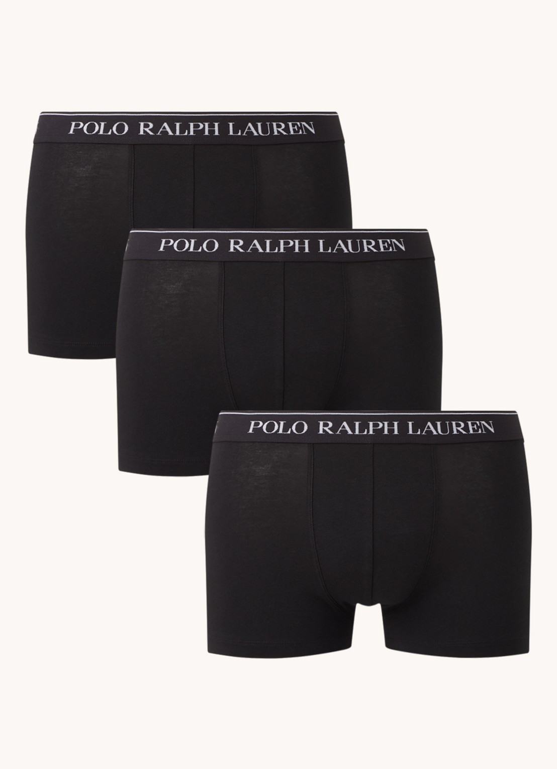 Ralph Lauren Boxershorts met logoband in 3-pack - voorkant zwart