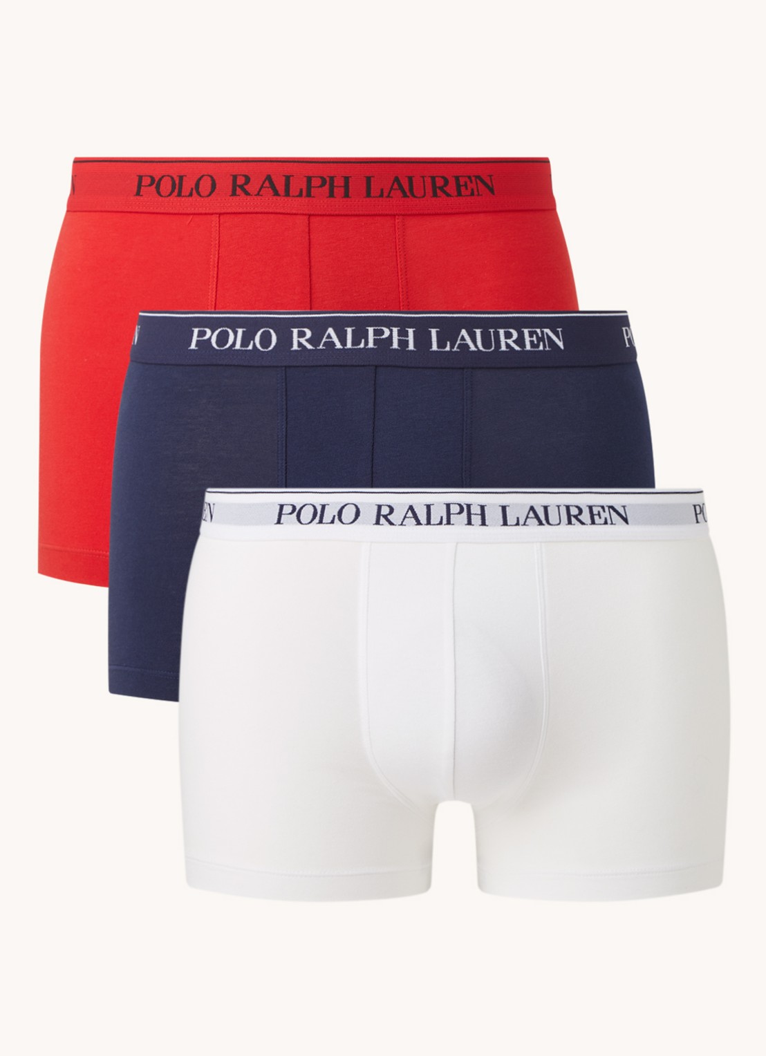 Ralph Lauren Boxershorts met logoband in 3-pack - voorkant 2 steenrood