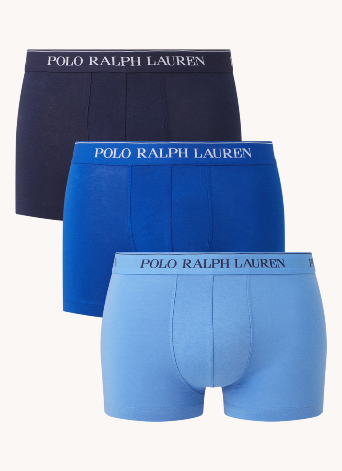 Ralph Lauren Boxershorts met logoband in 3-pack - voorkant 2 kobaltblauw