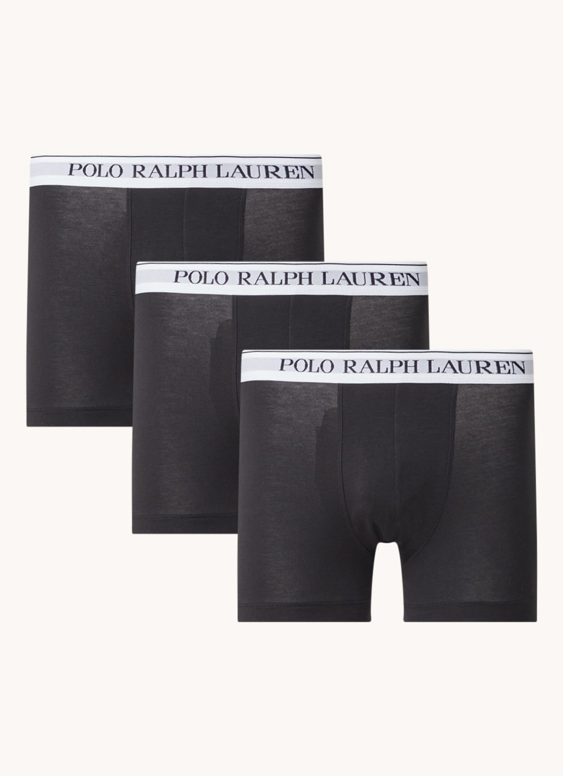 Ralph Lauren Boxershorts met logoband in 3-pack - voorkant 2 diepzwart