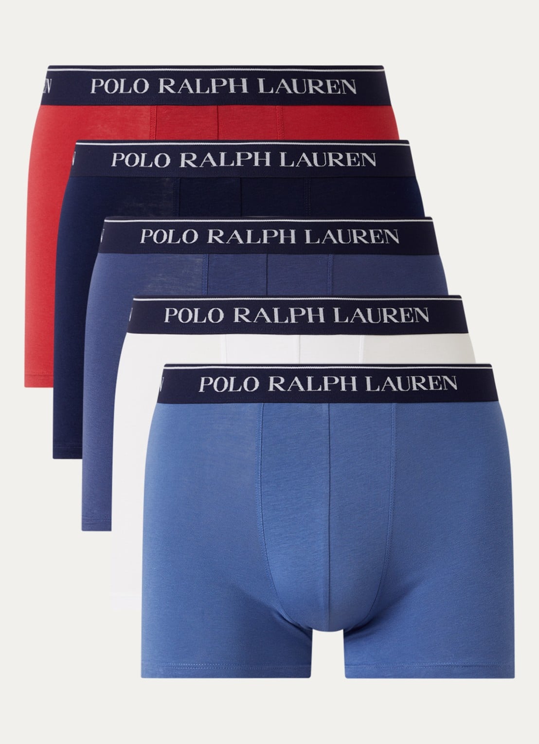 Ralph Lauren Boxershorts met logoband in 5-pack - voorkant wit