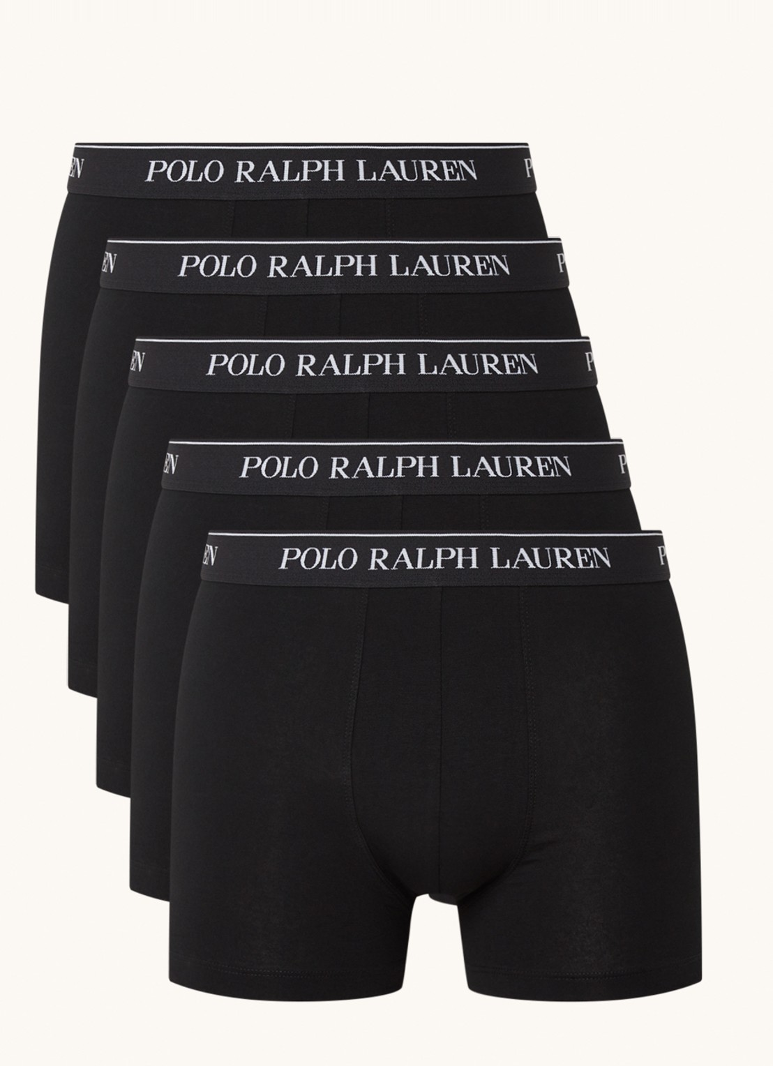 Ralph Lauren Boxershorts met logoband in 5-pack - voorkant 2 zwart