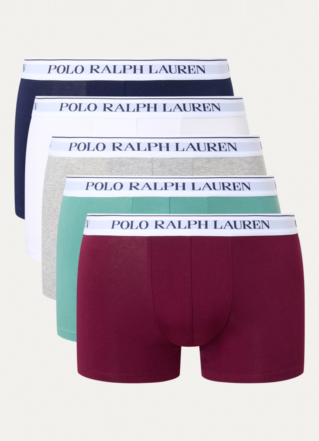 Ralph Lauren Boxershorts met logoband in 5-pack - voorkant 2 grijsmele