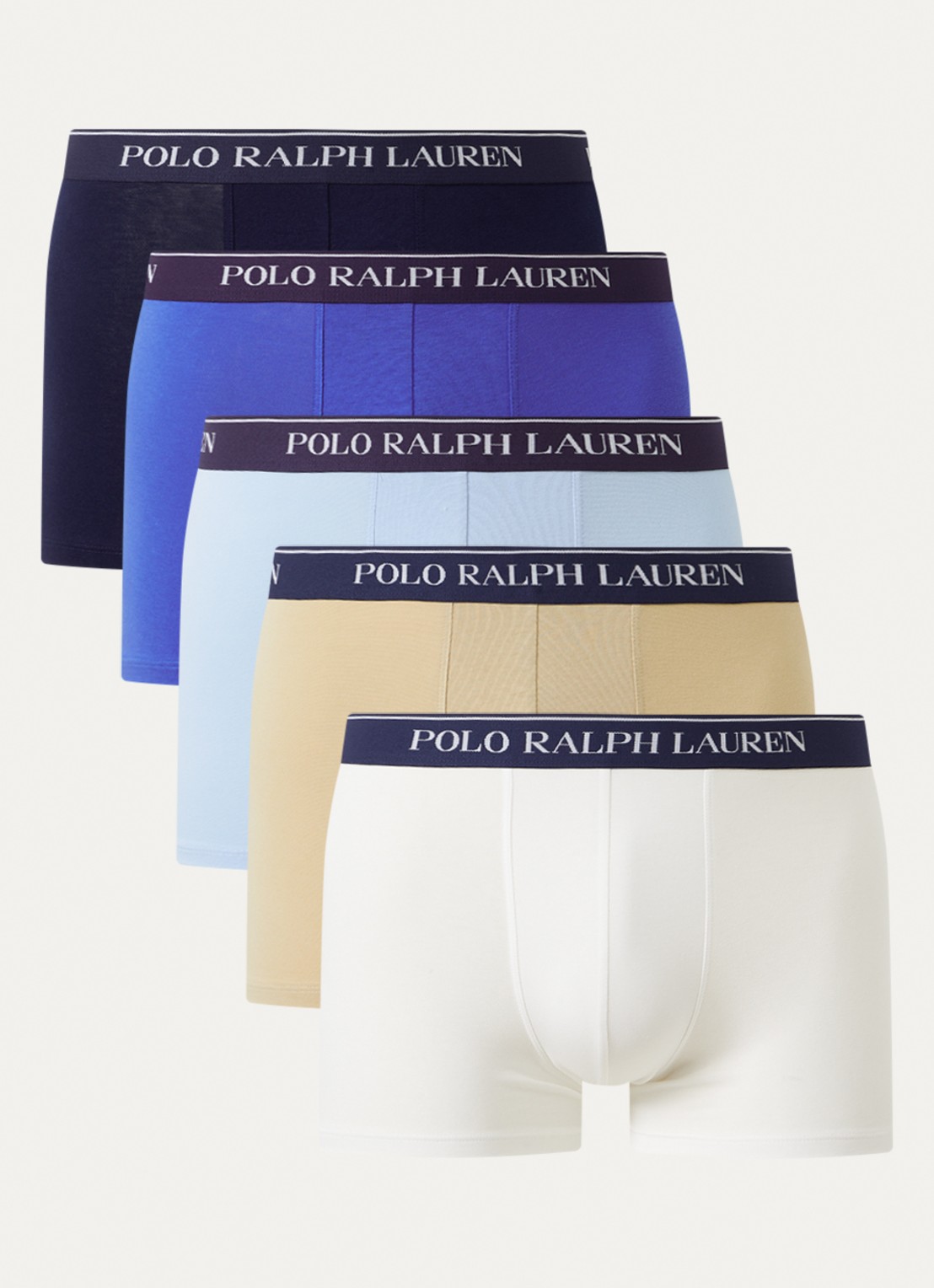 Ralph Lauren Boxershorts met logoband in 5-pack - voorkant 3 beige