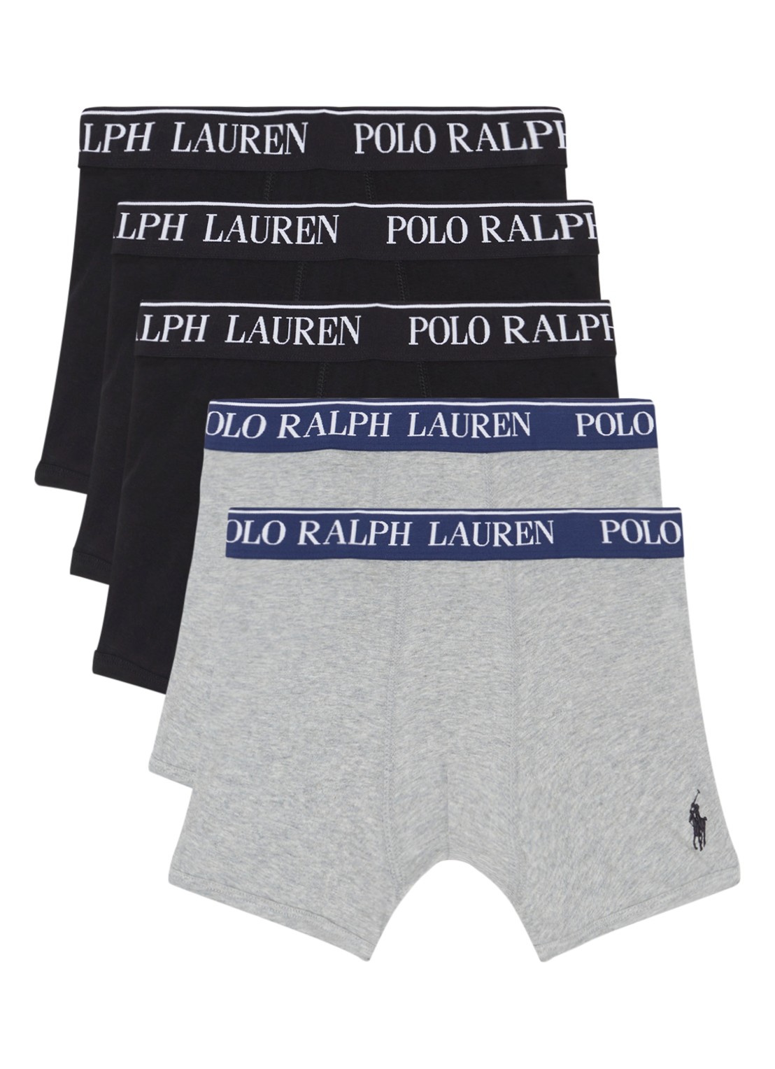 Ralph Lauren Boxershorts met logoband in 5-pack  - voorkant grijs