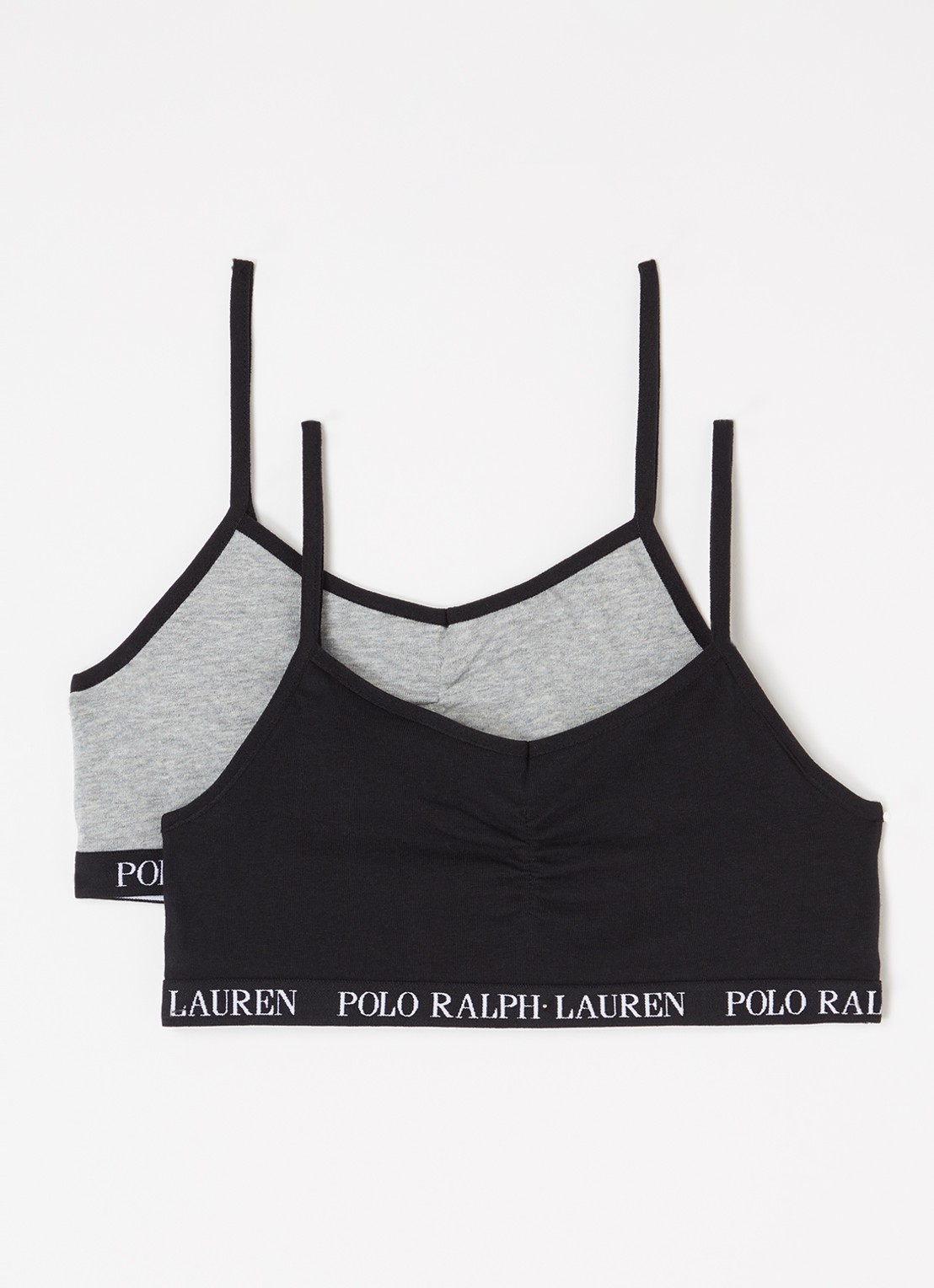 Ralph Lauren Bralette met logoband in 2-pack - voorkant zwart