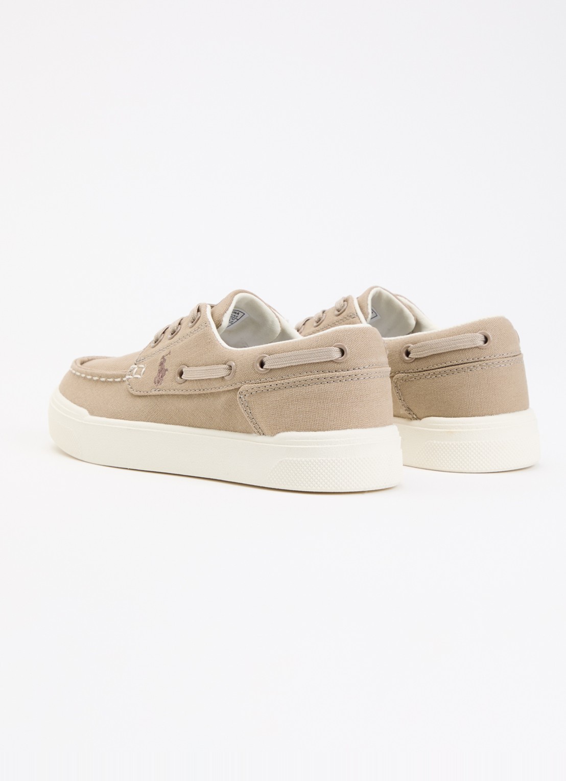 Ralph Lauren Briar Boat bootschoen van canvas met logo - achterkant lichtbruin