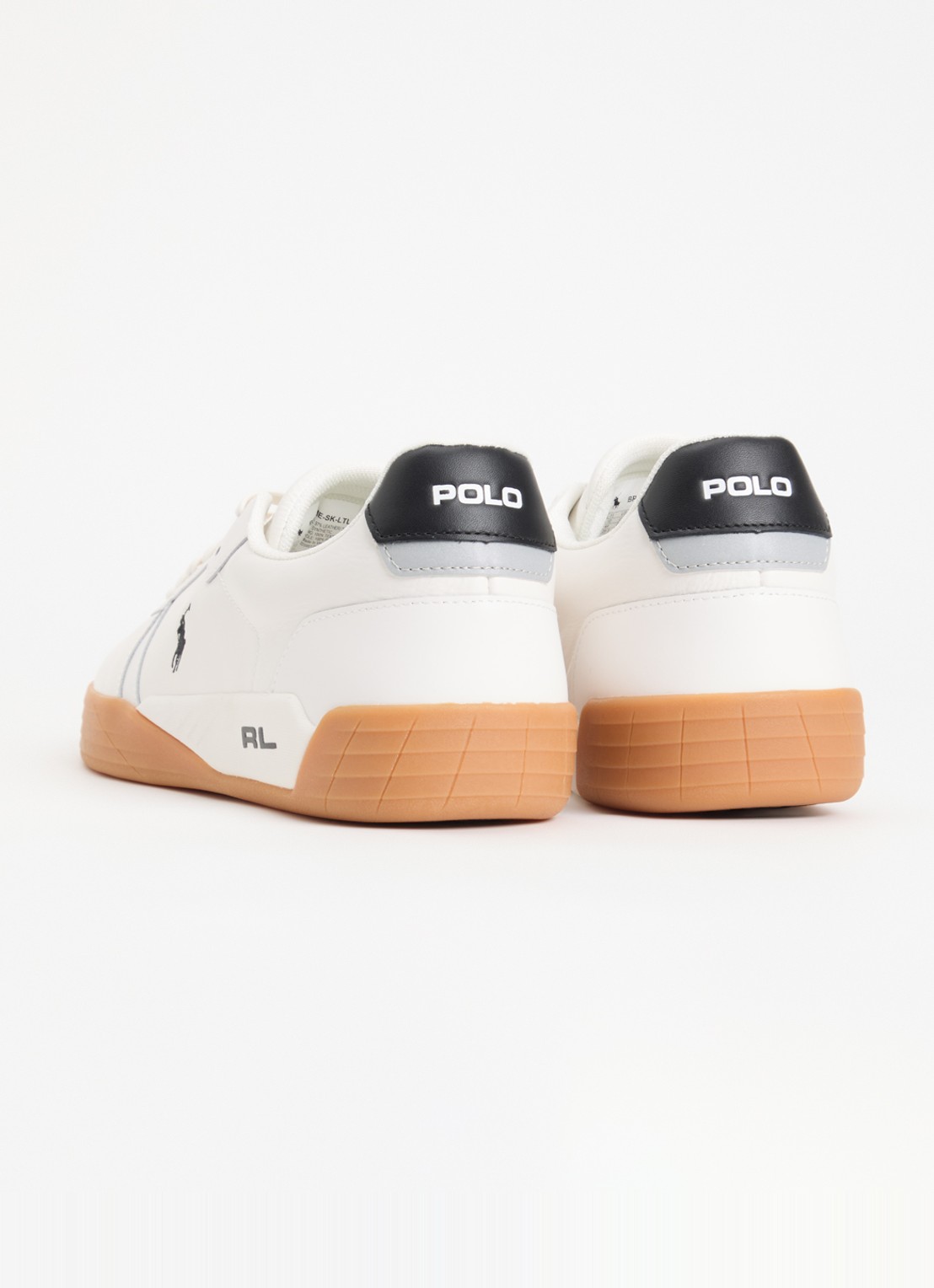 Ralph Lauren Broome sneaker van leer met logoborduring - achterkant wit