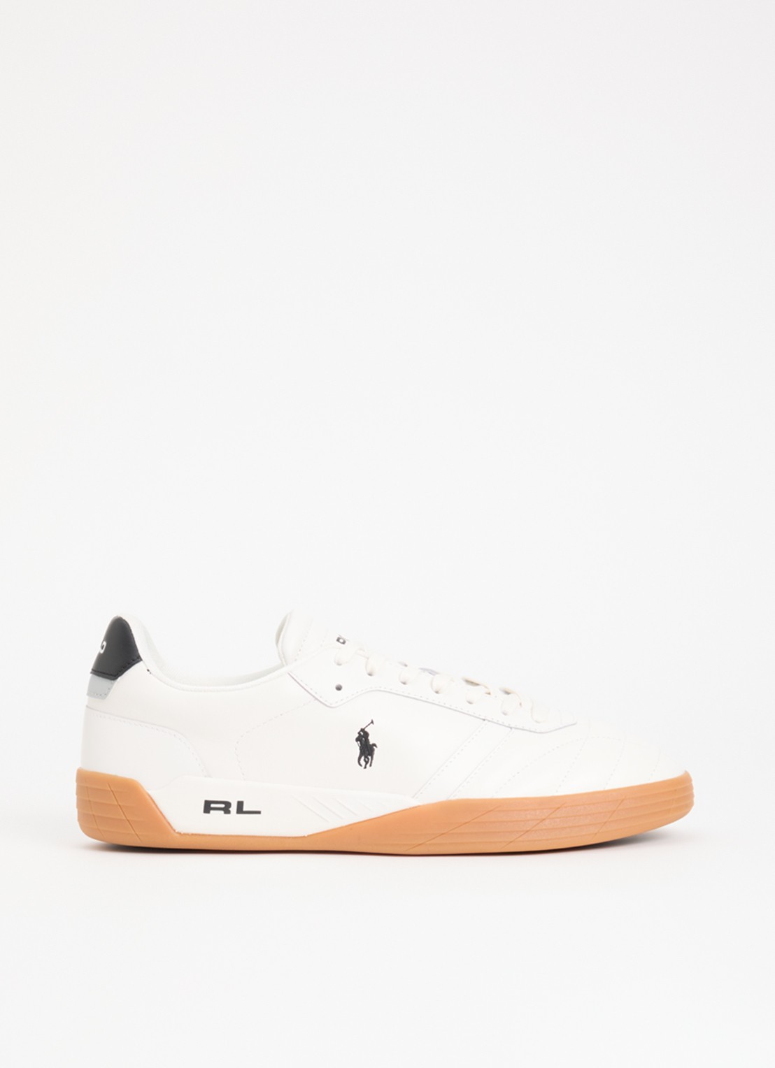 Ralph Lauren Broome sneaker van leer met logoborduring - voorkant 2 wit