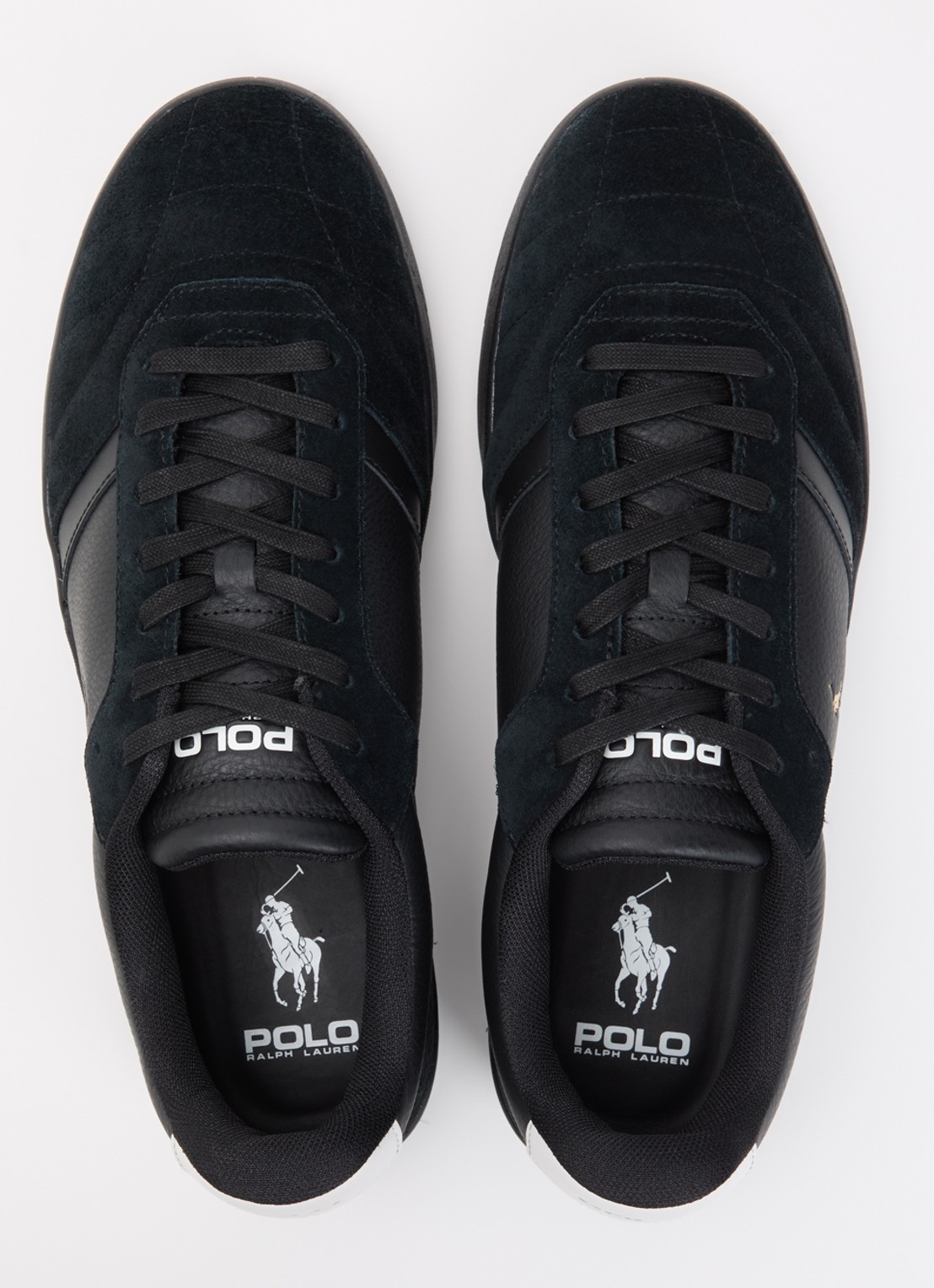 Ralph Lauren Broome sneaker van leer met suède details en logo - detail 2 zwart
