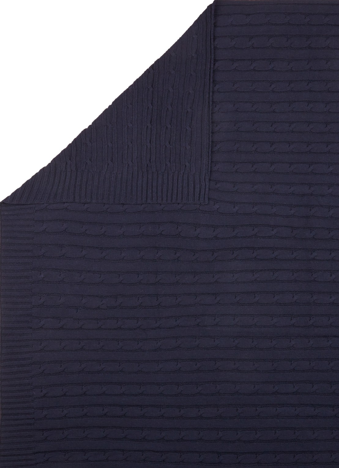 Ralph Lauren Cable plaid 127 x 178 cm - detail donkerblauw
