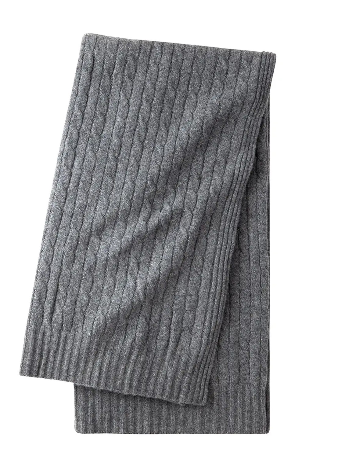 Ralph Lauren Cable plaid 150 x 150 cm - voorkant grijs