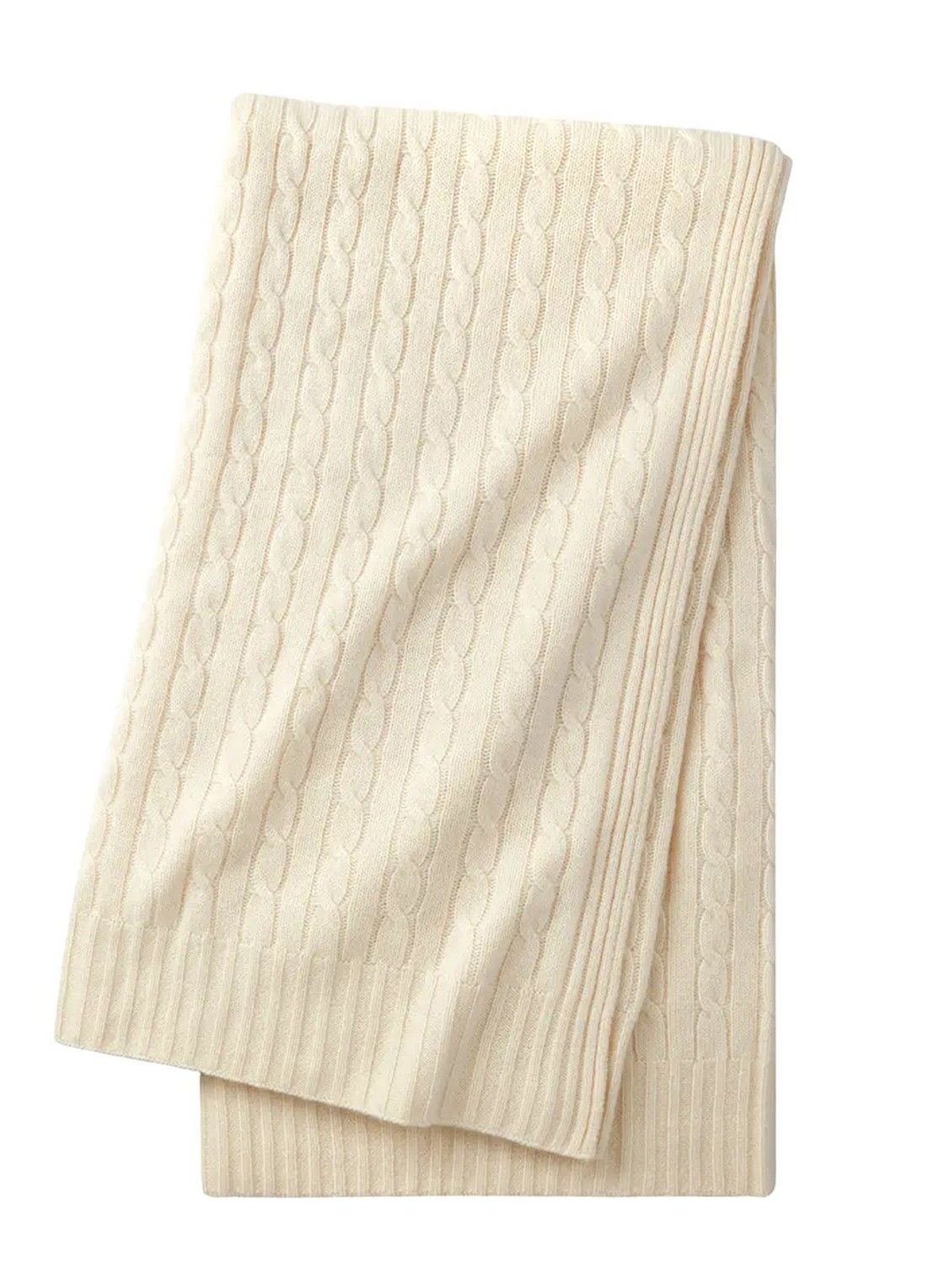 Ralph Lauren Cable plaid 150 x 150 cm - voorkant creme