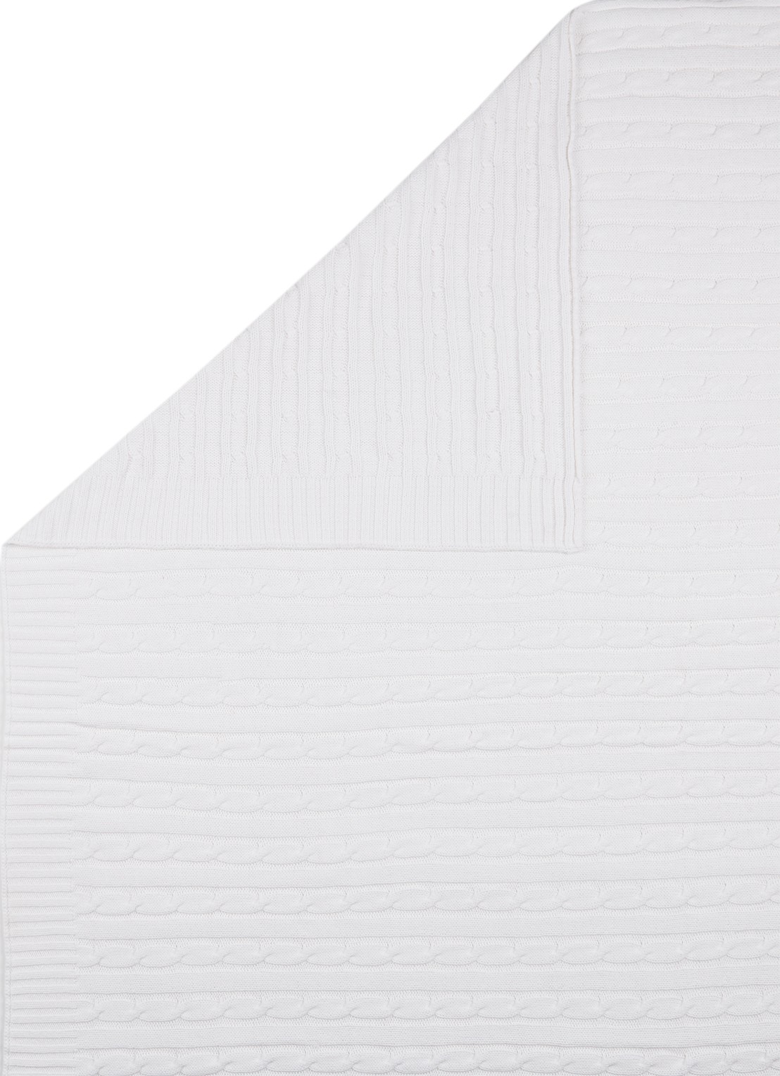 Ralph Lauren Cable plaid van katoen 127 x 177 cm - detail 2 wit